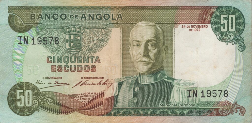 ANGOLA billet colonie portugaise de 50 Escudos 24-11-1972, Marechal Carmona