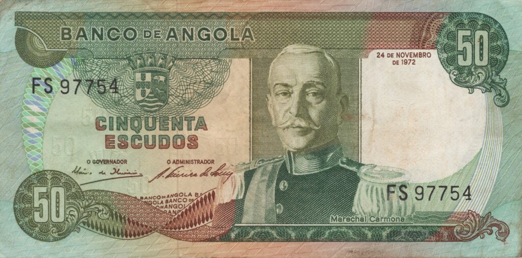 ANGOLA billet colonie portugaise de 50 Escudos 24-11-1972, Marechal Carmona