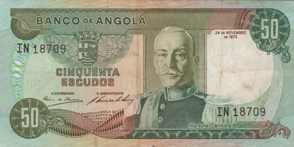 ANGOLA billet colonie portugaise de 50 Escudos 24-11-1972, Marechal Carmona