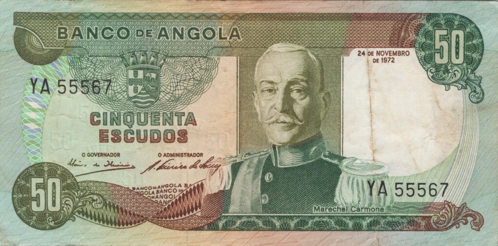 ANGOLA billet colonie portugaise de 50 Escudos 24-11-1972, Marechal Carmona