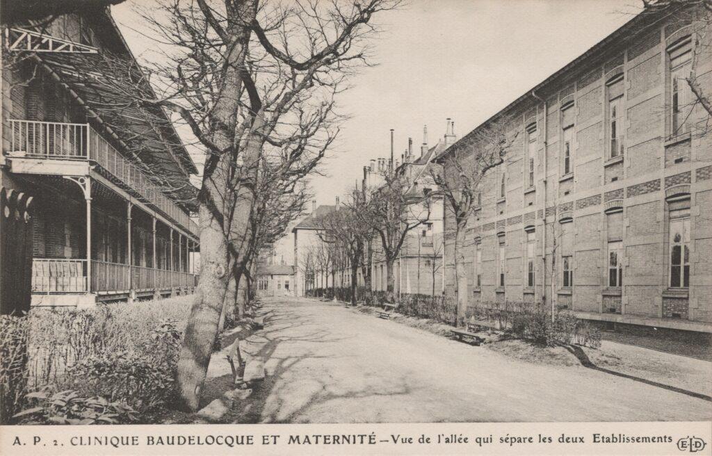 CPA PARIS, Clinique Baudelocque, vue de l'allée (75014)