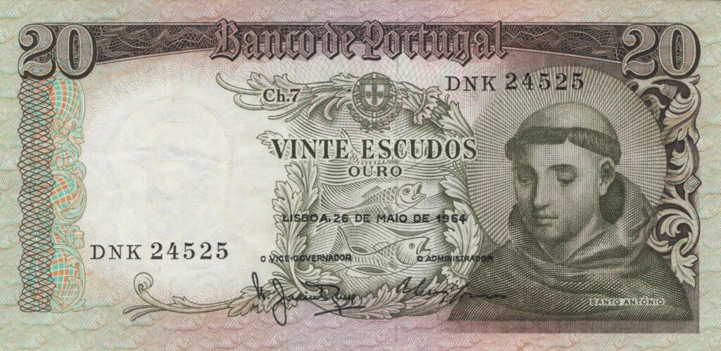 PORTUGAL billet de 20 Escudos 26-05-1964, Saint-Antoine - Pick-167b(6)