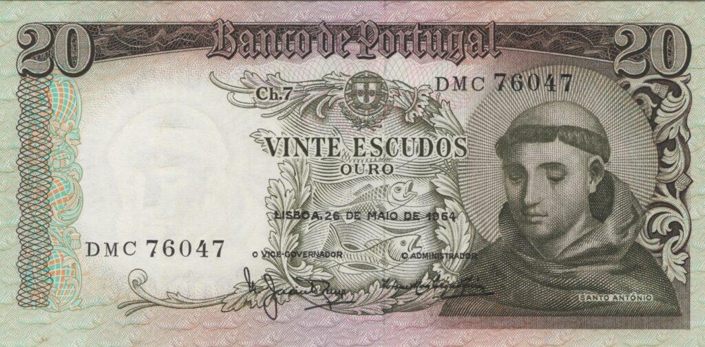 PORTUGAL billet de 20 Escudos 26-05-1964, Saint-Antoine - Pick-167b(7)
