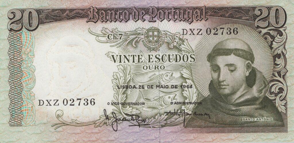 PORTUGAL billet de 20 Escudos 26-05-1964, Saint-Antoine - Pick-167b(8)