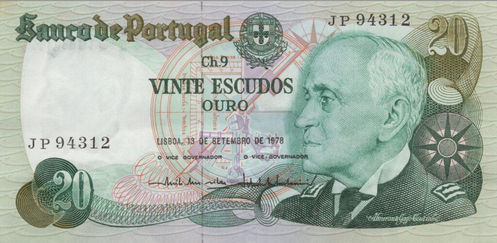 PORTUGAL billet de 20 Escudos 13-09-1978, Amiral Gago Coutinho - Pick-176a(1)