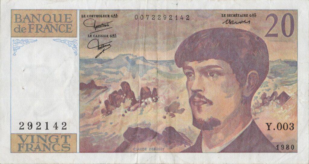 FRANCE billet de 20 Francs Claude Debussy 1980