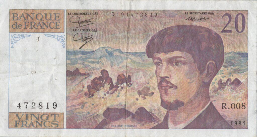 FRANCE billet de 20 Francs Claude Debussy 1981