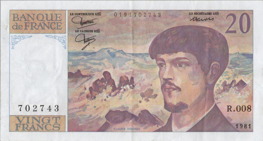 FRANCE billet de 20 Francs Claude Debussy 1982