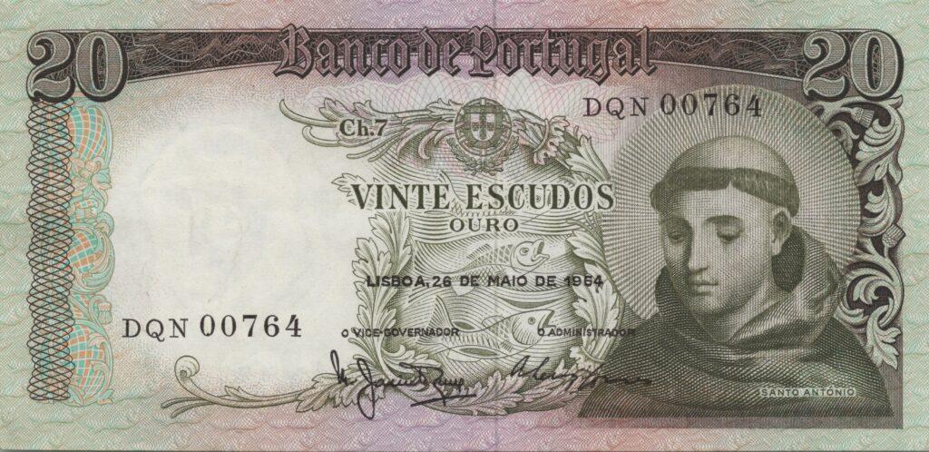 PORTUGAL billet de 20 Escudos 26-05-1964, Saint-Antoine - Pick-167b(6)