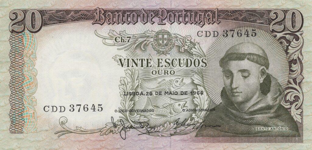 PORTUGAL billet de 20 Escudos 26-05-1964, Saint-Antoine - Pick-167b(6)