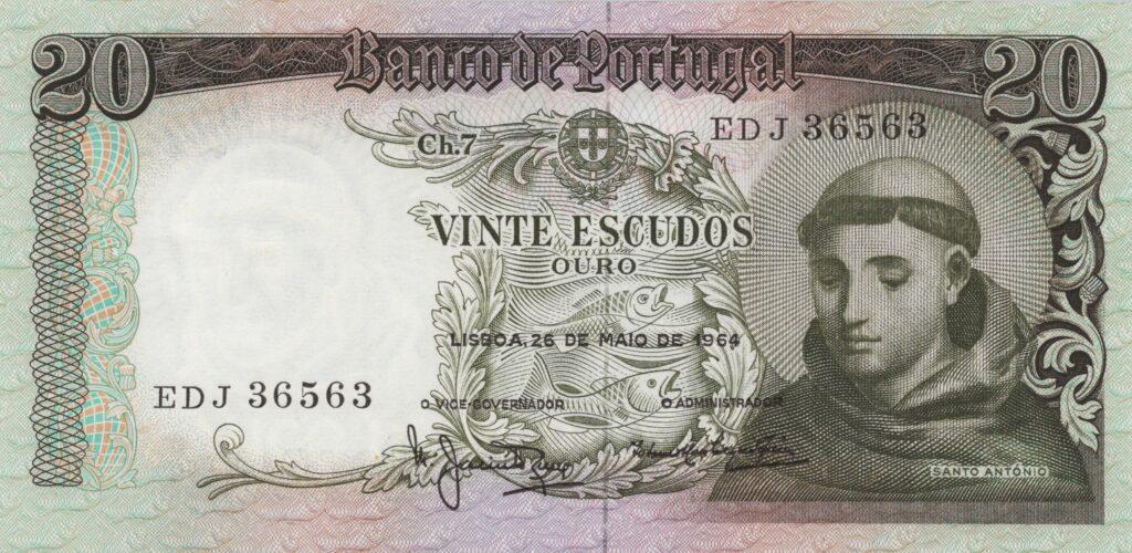 PORTUGAL billet de 20 Escudos 26-05-1964, Saint-Antoine - Pick-167b(7)