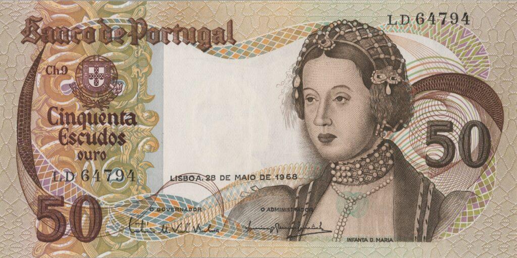 PORTUGAL billet de 50 Escudos 28-05-1968, Infante Dona Maria - Pick-174a(4)