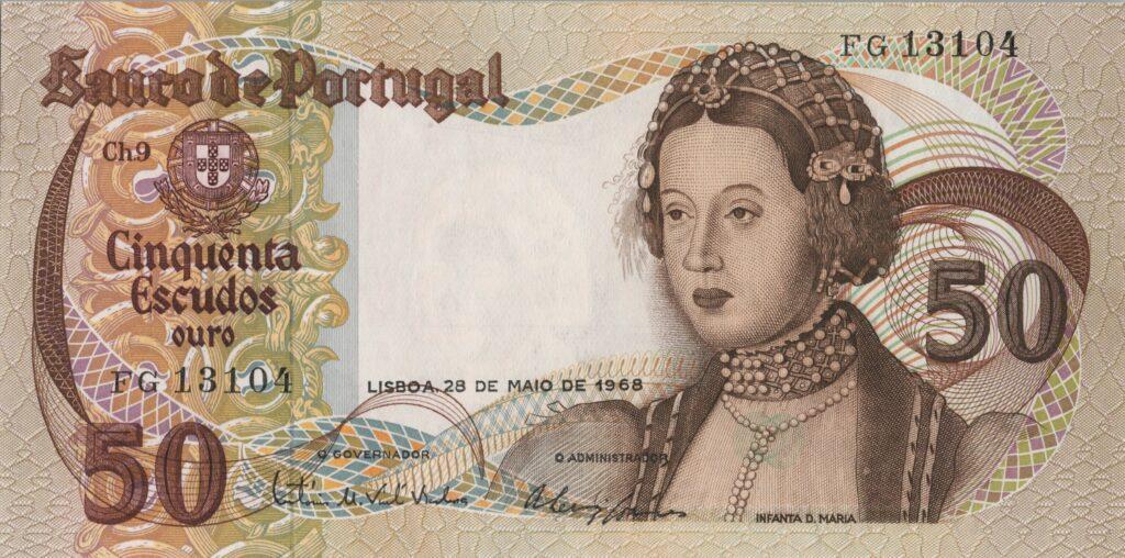 PORTUGAL billet de 50 Escudos 28-05-1968, Infante Dona Maria - Pick-174a(5)