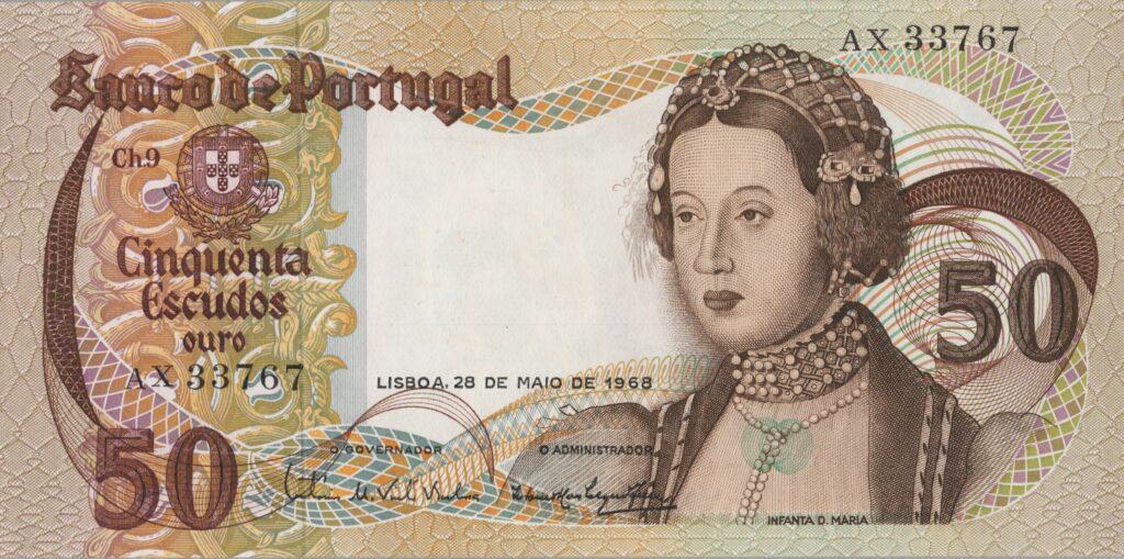 PORTUGAL billet de 50 Escudos 28-05-1968, Infante Dona Maria - Pick-174a(6)