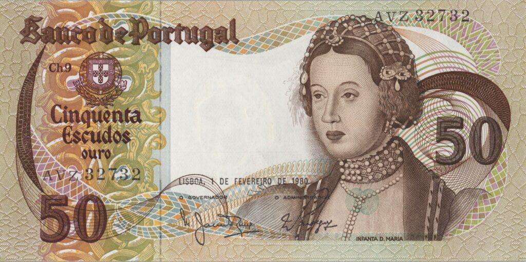 PORTUGAL billet de 50 Escudos 01-02-1980, Infante Dona Maria - Pick-174b(3)