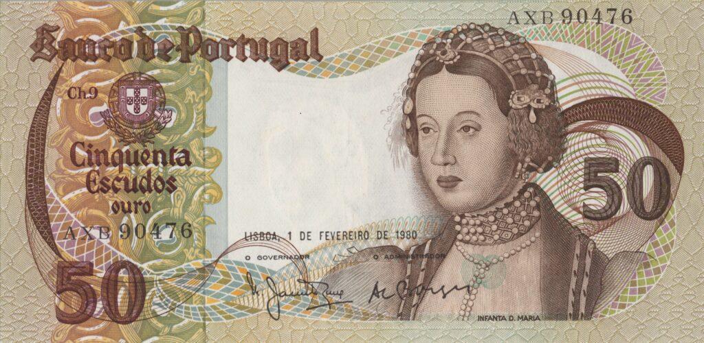 PORTUGAL billet de 50 Escudos 01-02-1980, Infante Dona Maria - Pick-174b(7)