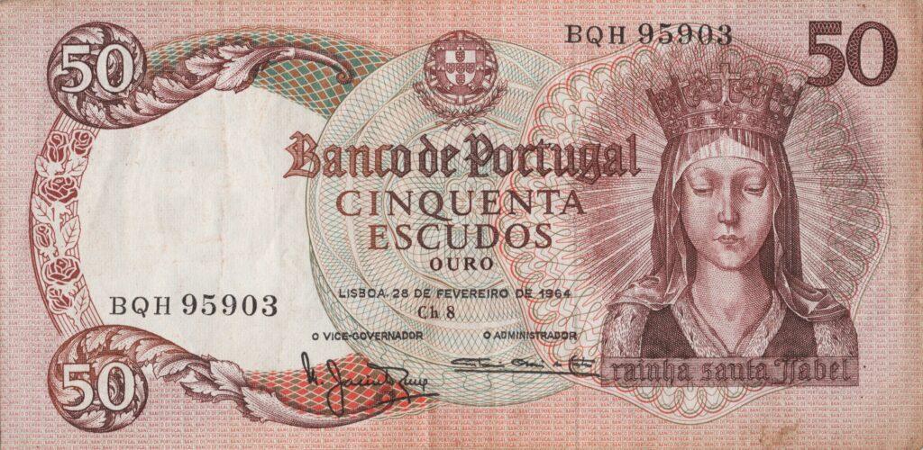 PORTUGAL billet de 50 Escudos 28-02-1964, Reine Santa Isabel - Pick-168(4)