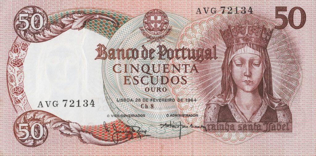 PORTUGAL billet de 50 Escudos 28-02-1964, Reine Santa Isabel - Pick-168(5)