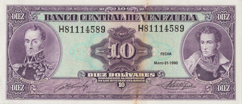 VENEZUELA billet de 10 Bolívares Mariscal Sucre 31-05-1990