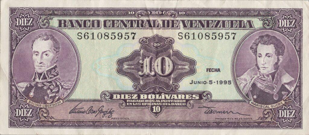 VENEZUELA billet de 10 Bolívares Mariscal Sucre 05-06-1995