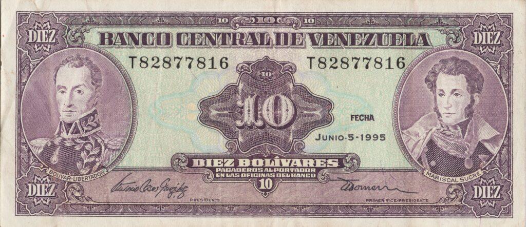 VENEZUELA billet de 10 Bolívares Mariscal Sucre 05-06-1995