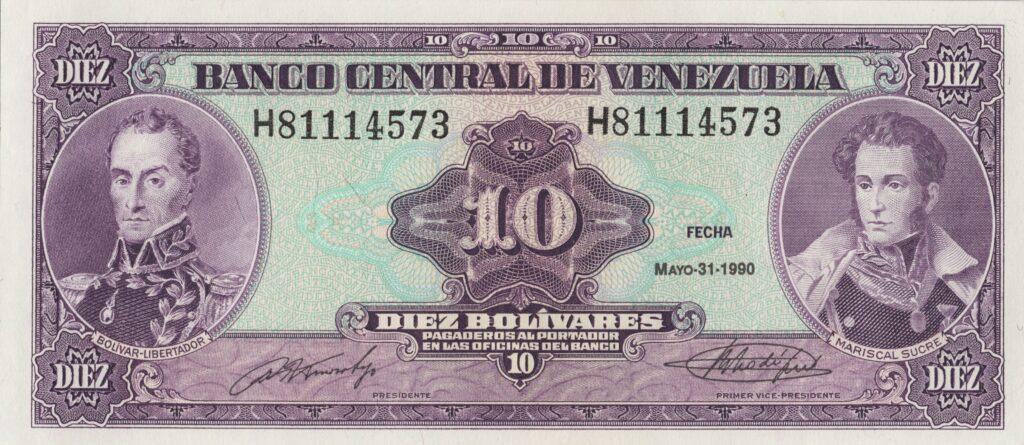 VENEZUELA billet de 10 Bolívares Mariscal Sucre 31-05-1990