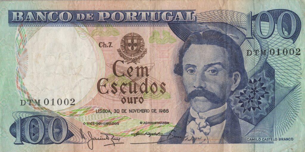 PORTUGAL billet de 100 Escudos 30-11-1965, Camilo Castelo Branco - Pick-169a(2)