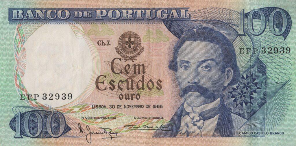 PORTUGAL billet de 100 Escudos 30-11-1965, Camilo Castelo Branco - Pick-169a(3)