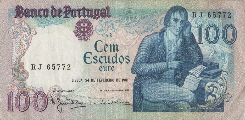 PORTUGAL billet de 100 Escudos 24-02-1981, Manuel du Bocage - Pick-178b(1)