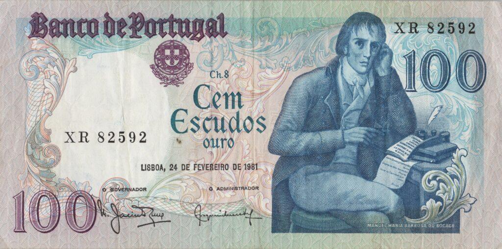 PORTUGAL billet de 100 Escudos 24-02-1981, Manuel du Bocage - Pick-178b(3)