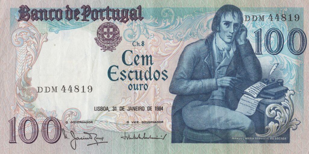 PORTUGAL billet de 100 Escudos 31-04-1984, Manuel du Bocage - Pick-178c(1)