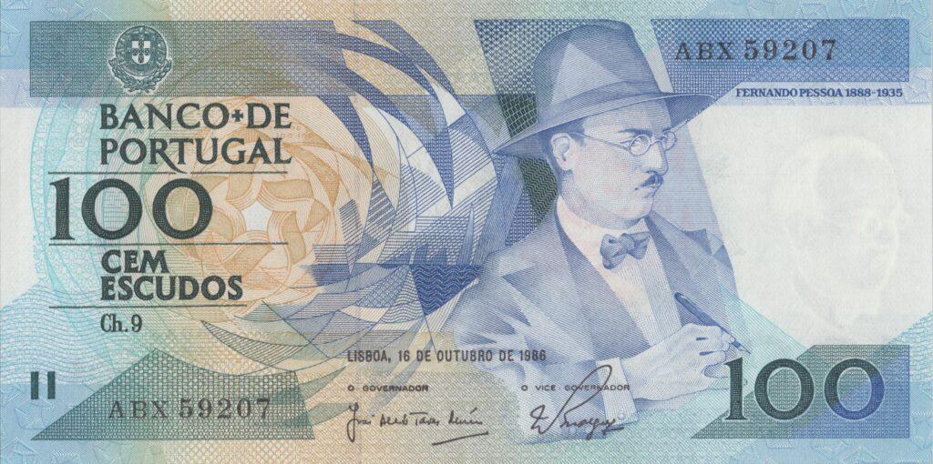 PORTUGAL billet de 100 Escudos 16-10-1986, Fernando Pessoa - Pick-179a(2)