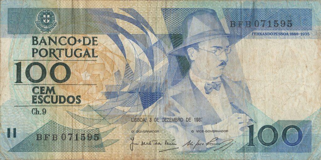 PORTUGAL billet de 100 Escudos 03-12-1987, Fernando Pessoa - Pick-179d(3)