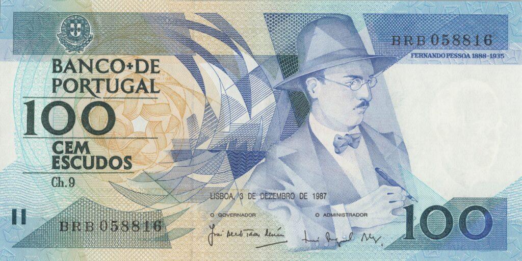 PORTUGAL billet de 100 Escudos 03-12-1987, Fernando Pessoa - Pick-179d(7)