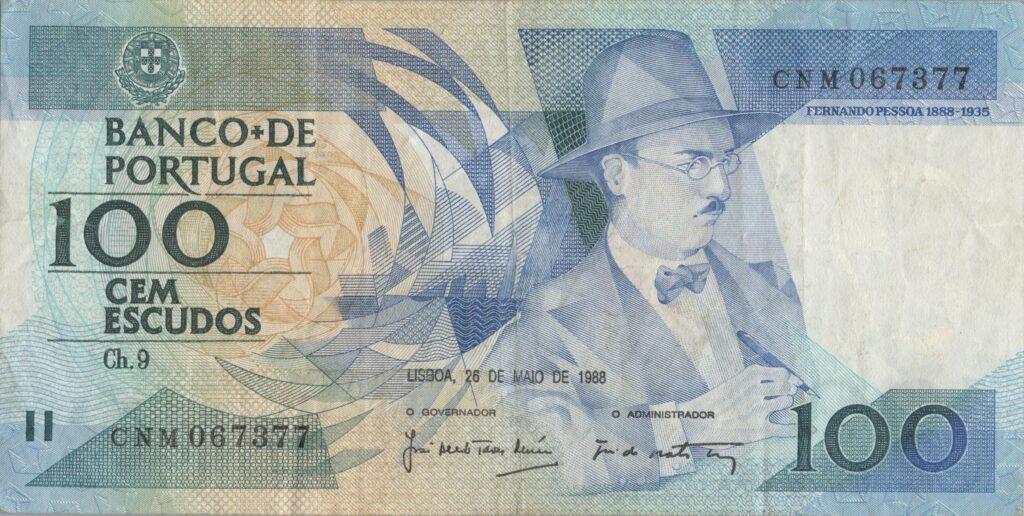 PORTUGAL billet de 100 Escudos 26-05-1988, Fernando Pessoa - Pick-179e(3)