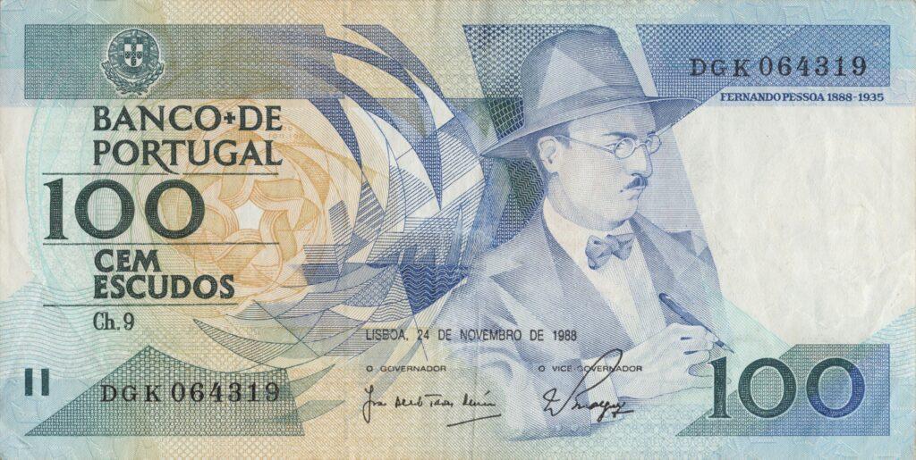 PORTUGAL billet de 100 Escudos 24-11-1988, Fernando Pessoa - Pick-179f(2)