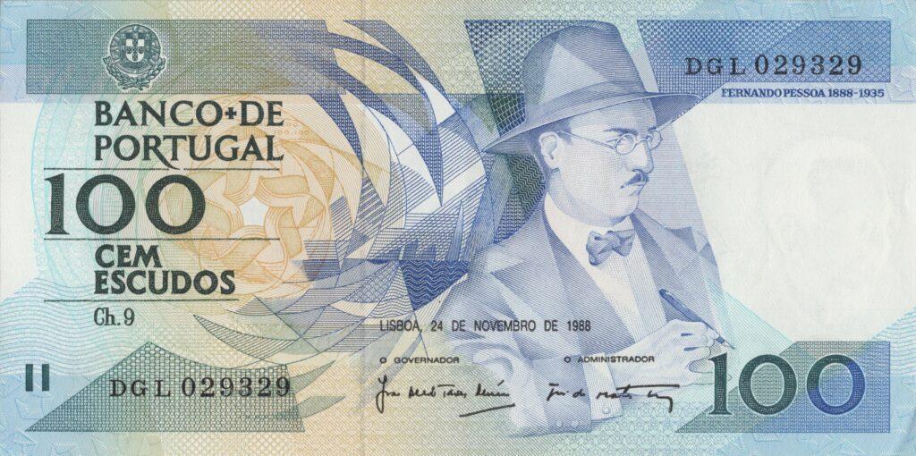 PORTUGAL billet de 100 Escudos 24-11-1988, Fernando Pessoa - Pick-179f(3)