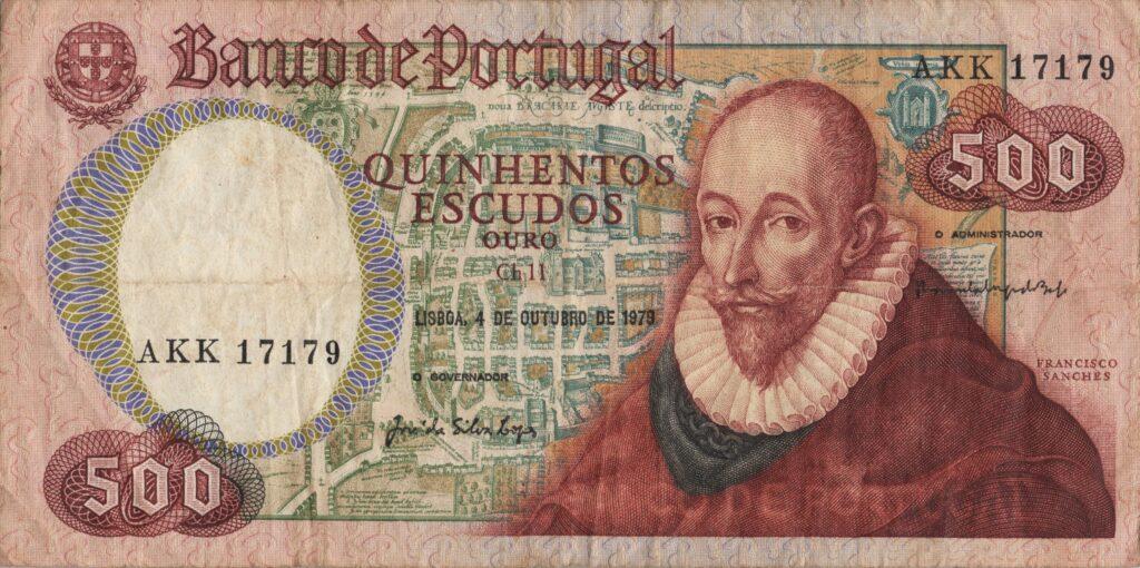 PORTUGAL billet de 500 Escudos 04-10-1979, Francisco Sanches - Pick-177(9)