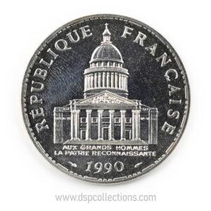 monnaie de 100 francs en argent de mille neuf cents quatre vingt dix avec le pantheon