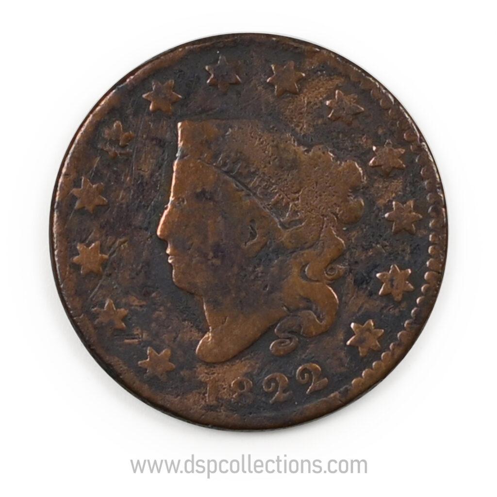 ÉTATS-UNIS, One  Cent 1822 Liberty Head