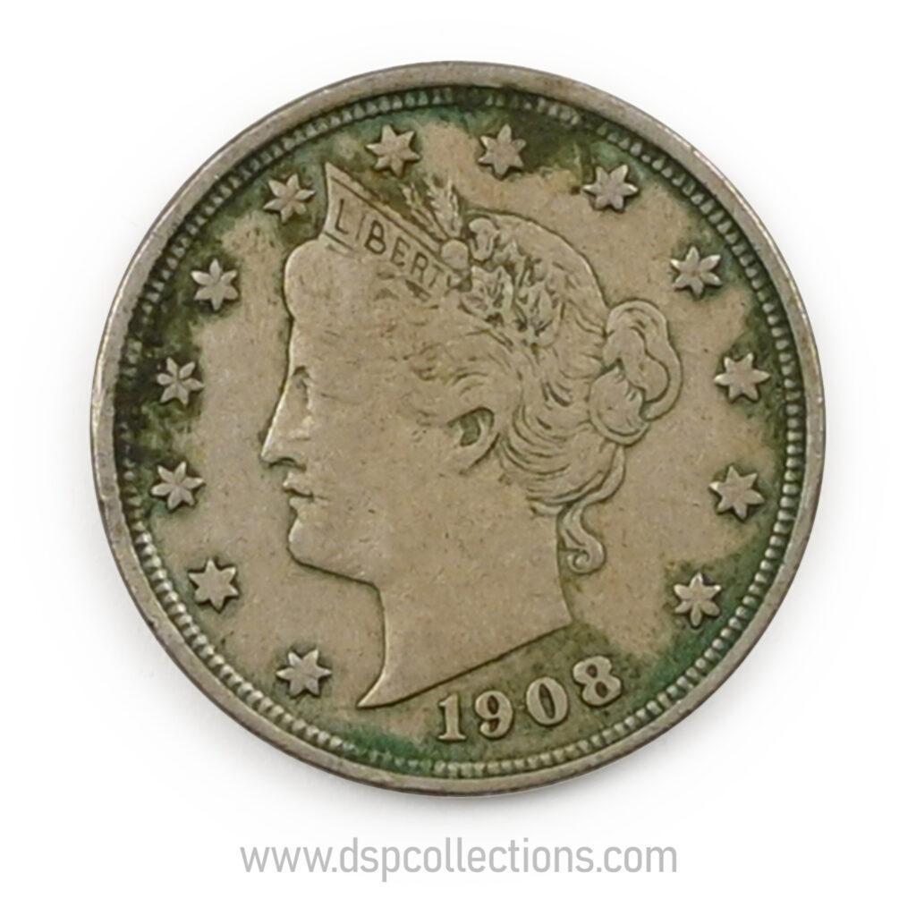 ÉTATS-UNIS, Five Cents 1908 Liberty