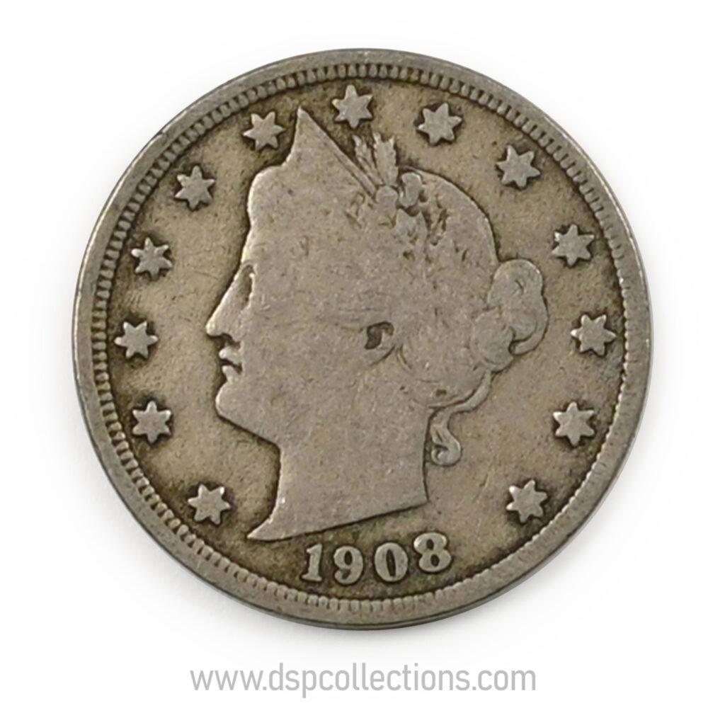 ÉTATS-UNIS, Five Cents 1908 Liberty