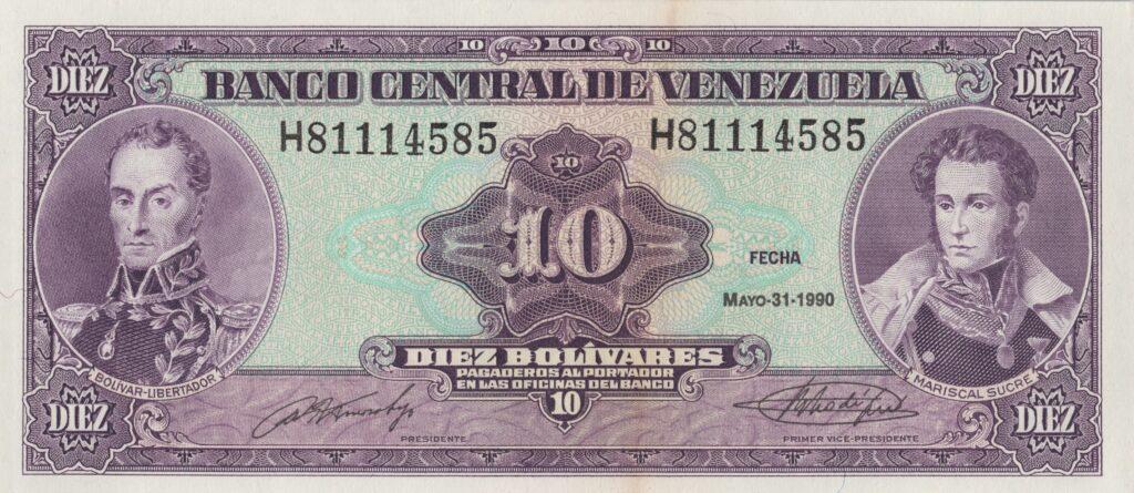 VENEZUELA billet de 10 Bolívares Mariscal Sucre 31-05-1990
