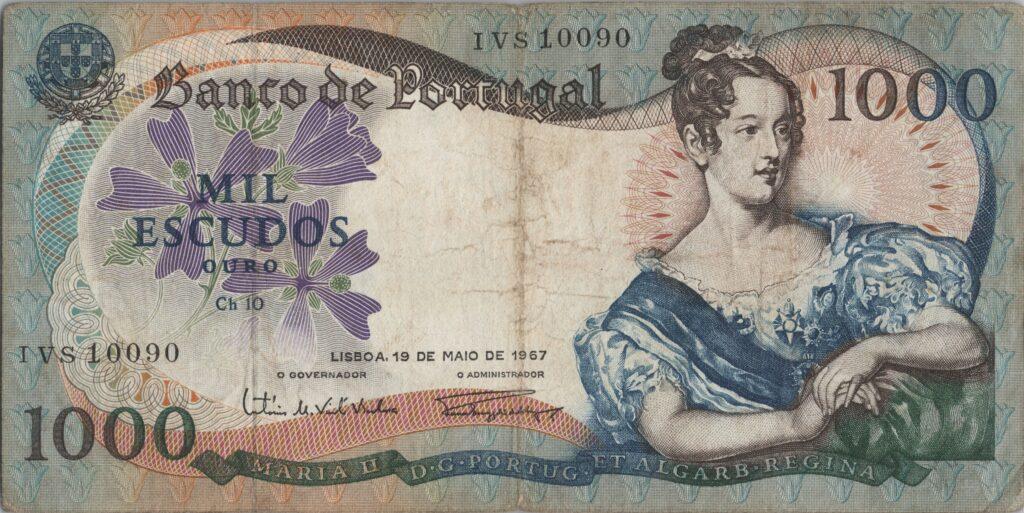 PORTUGAL billet de 1.000 Escudos 19-05-1967, Maria II - Pick-172a(4)