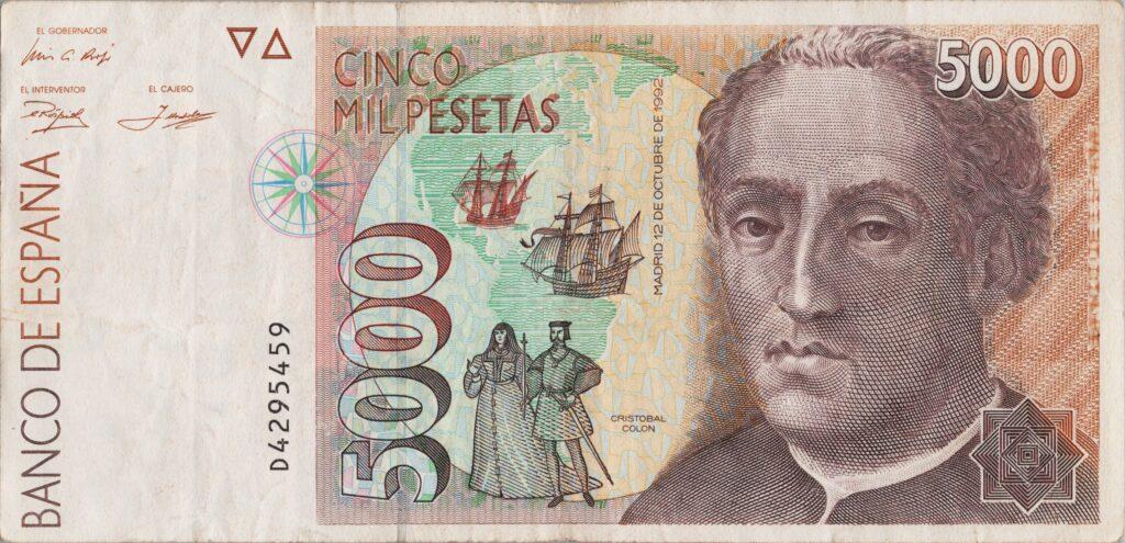 ESPAGNE billet de 5.000 Pesetas Christophe Colomb 12-10-1992
