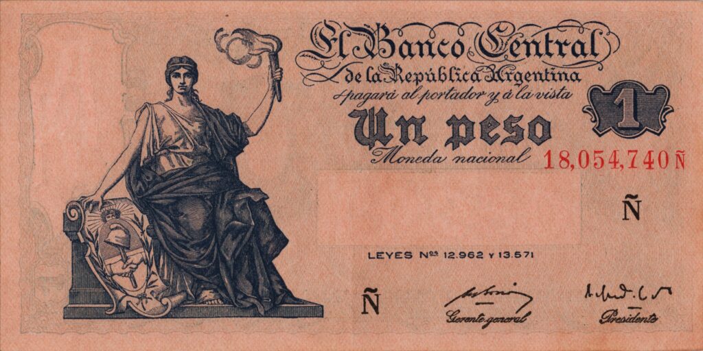 ARGENTINE billet de 1 Peso ND (1951) Progrès, série Ñ