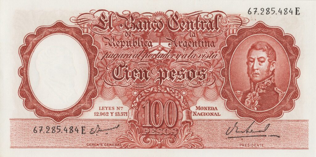 ARGENTINE billet de 100 Pesos ND (1954-1968) Général José de San Martin