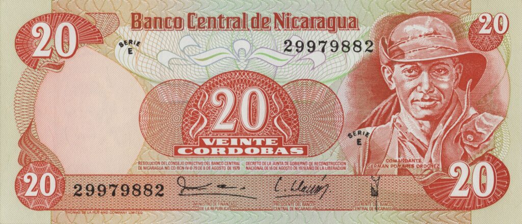 NICARAGUA billet de 20 Cordobas du 16-08-1979 German Pomares Ordoñez