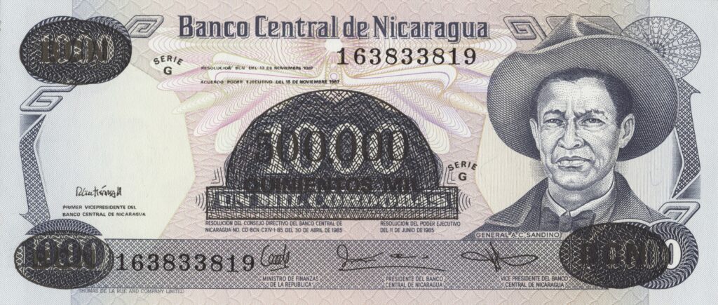 NICARAGUA billet de 500.000 Cordobas du 18-11-1987 Cesar Sandino