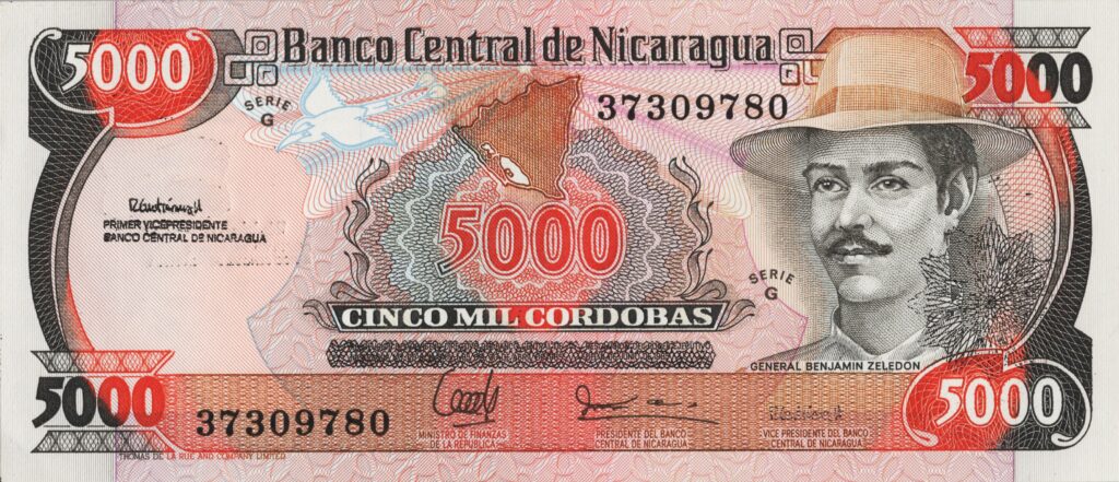 NICARAGUA billet de 5.000 Cordobas de 1988 Benjamin Zeledon